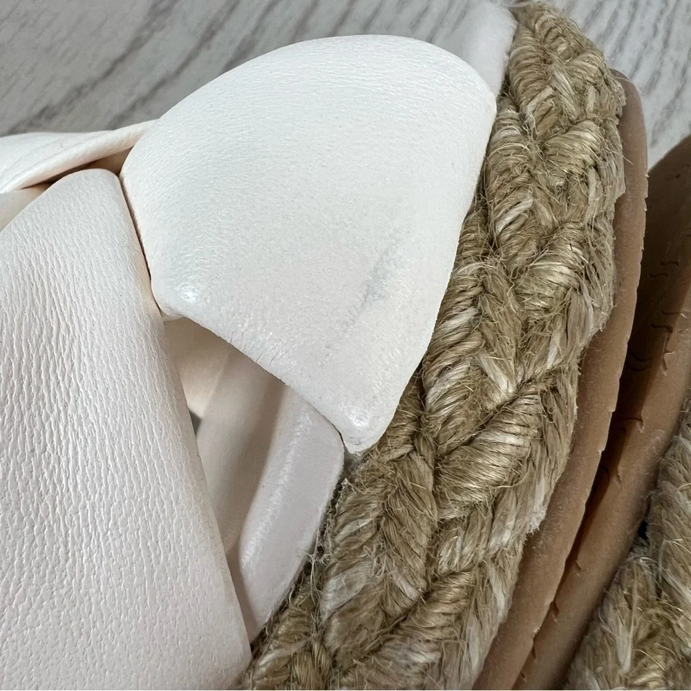 Stuart Weitzman Playa Espadrille Knot Wedge Sandals 41.5/11B Seashell $395